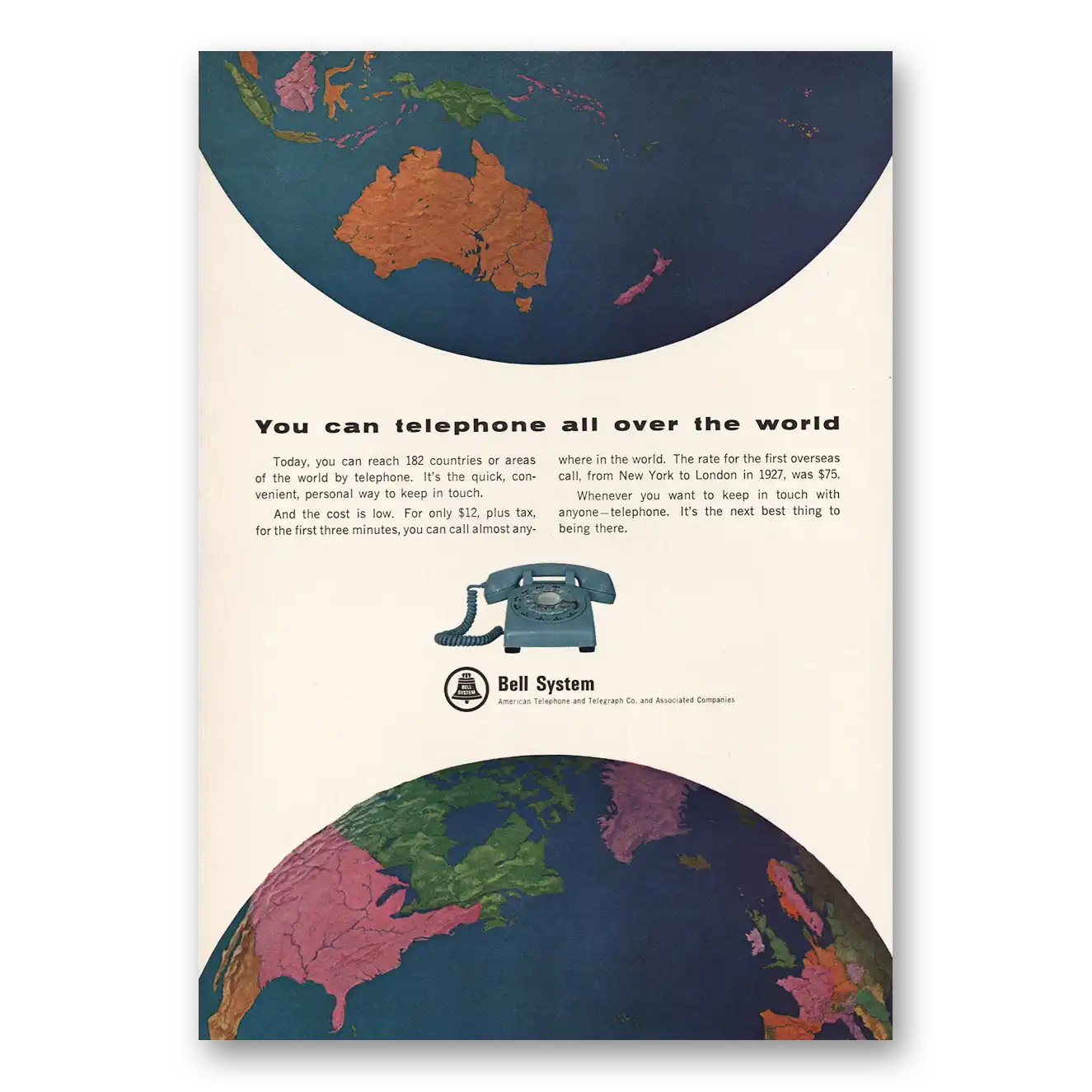 1965 Bell System Telephone All Over the World Vintage Magazine Print Ad