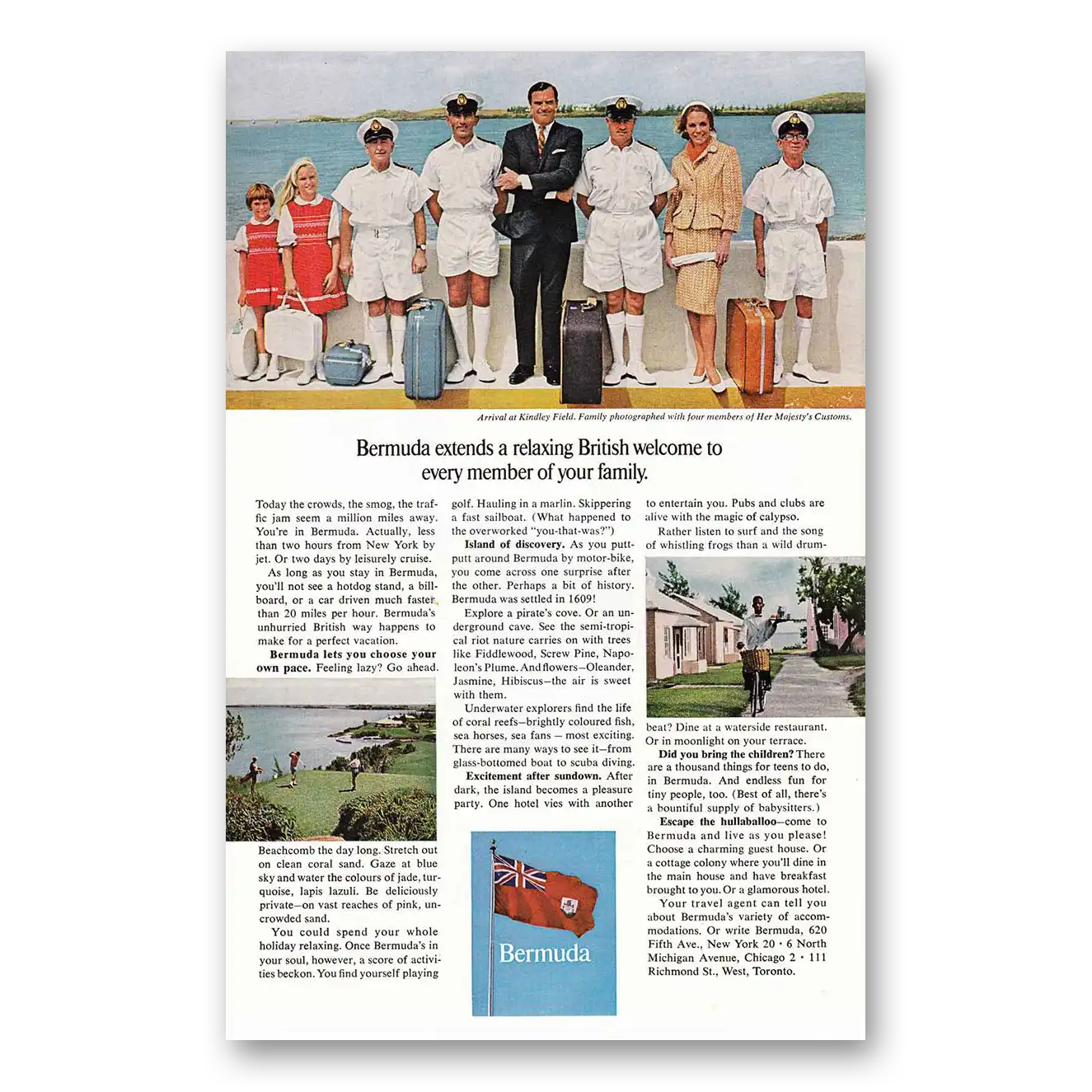 1965 Bermuda British Welcome Vintage Magazine Print Ad