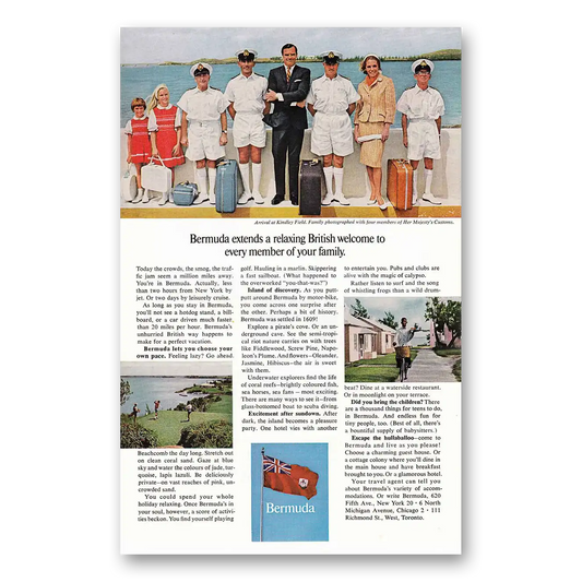 1965 Bermuda British Welcome Vintage Magazine Print Ad