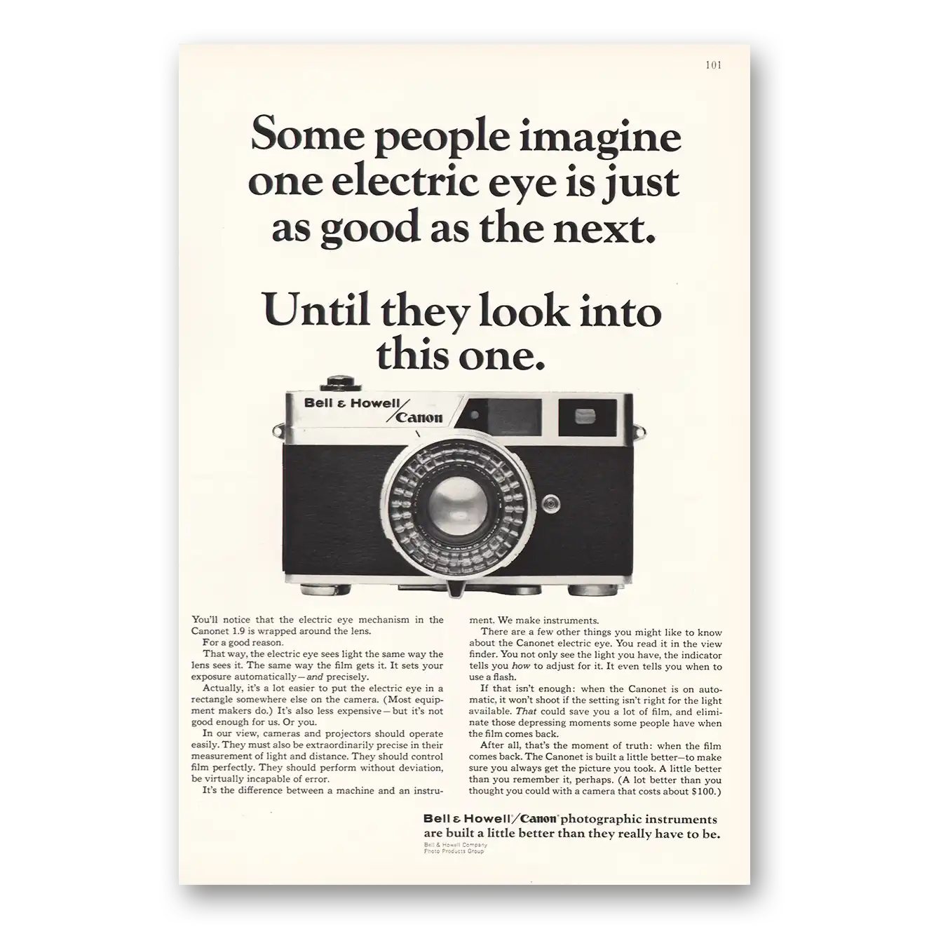 1965 Bell & Howell Imagine One Electric Eye Vintage Magazine Print Ad