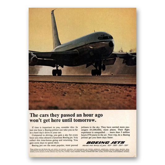 1965 Boeing Jets Cars They Passed An Hour Ago Vintage Magazine Print Ad