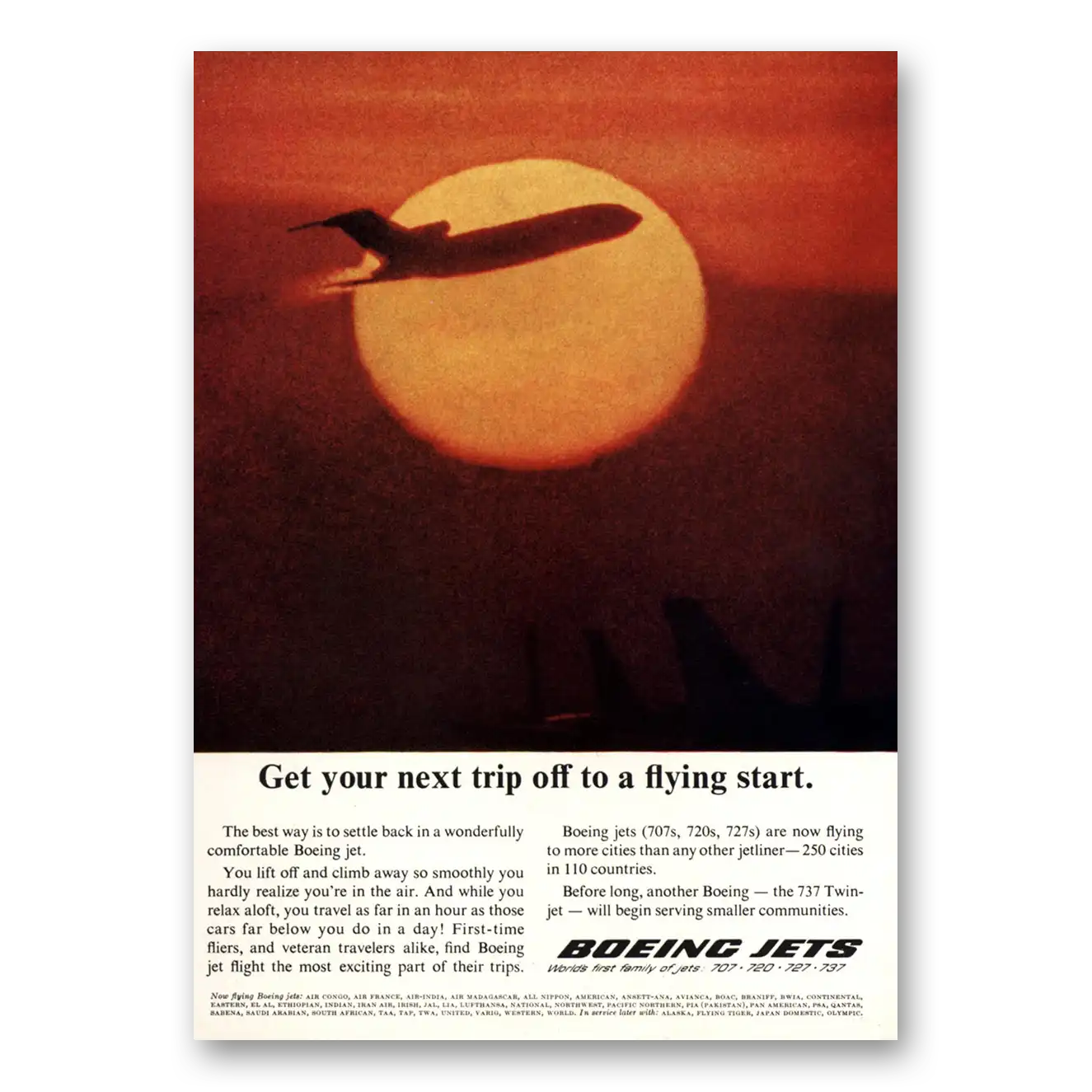 1965 Boeing Jets Get Your Next Trip Off to a Flying Start Vintage Magazine Print Ad