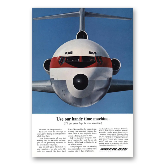 1965 Boeing Jets Handy Time Machine Vintage Magazine Print Ad