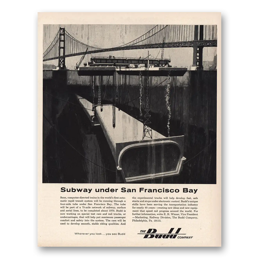 1965 Budd Subway Under San Francisco Bay Vintage Magazine Print Ad