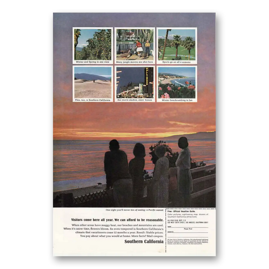 1965 Southern California Pacific Sunset Vintage Magazine Print Ad