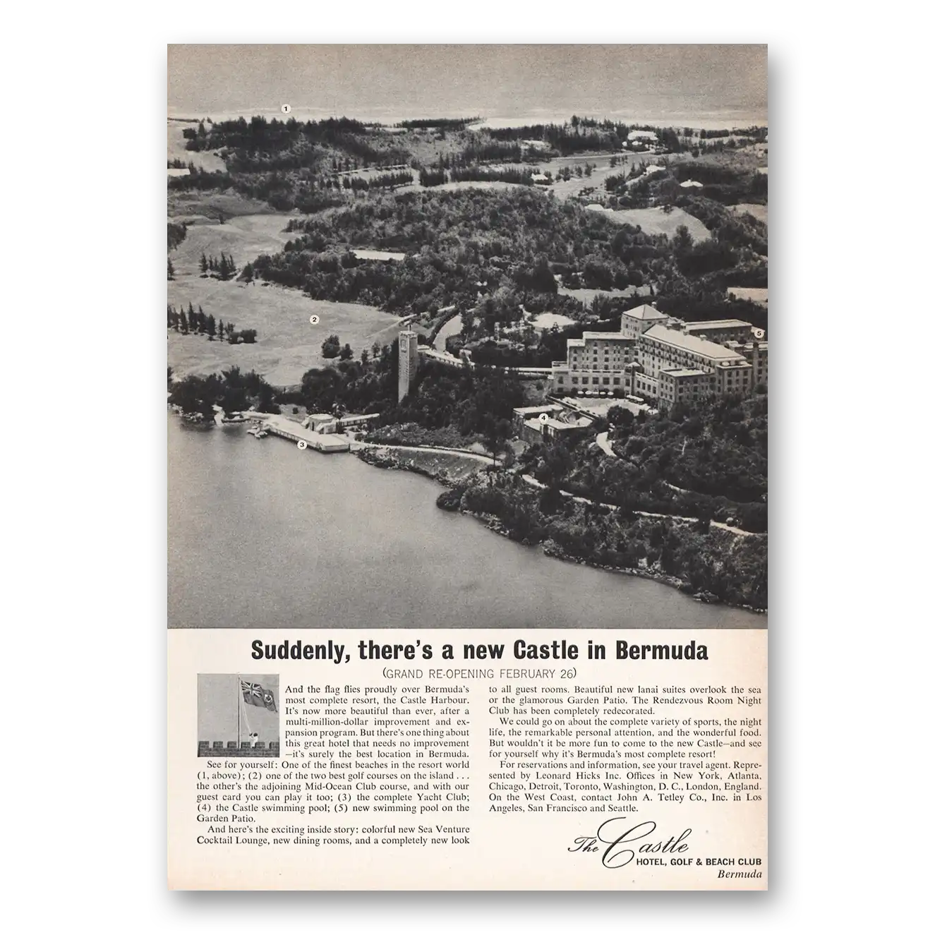 1965 Castle Hotel New Castle In Bermuda Grand Re Opening Vintage Magazine Print Ad