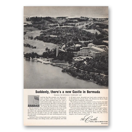 1965 Castle Hotel New Castle In Bermuda Grand Re Opening Vintage Magazine Print Ad