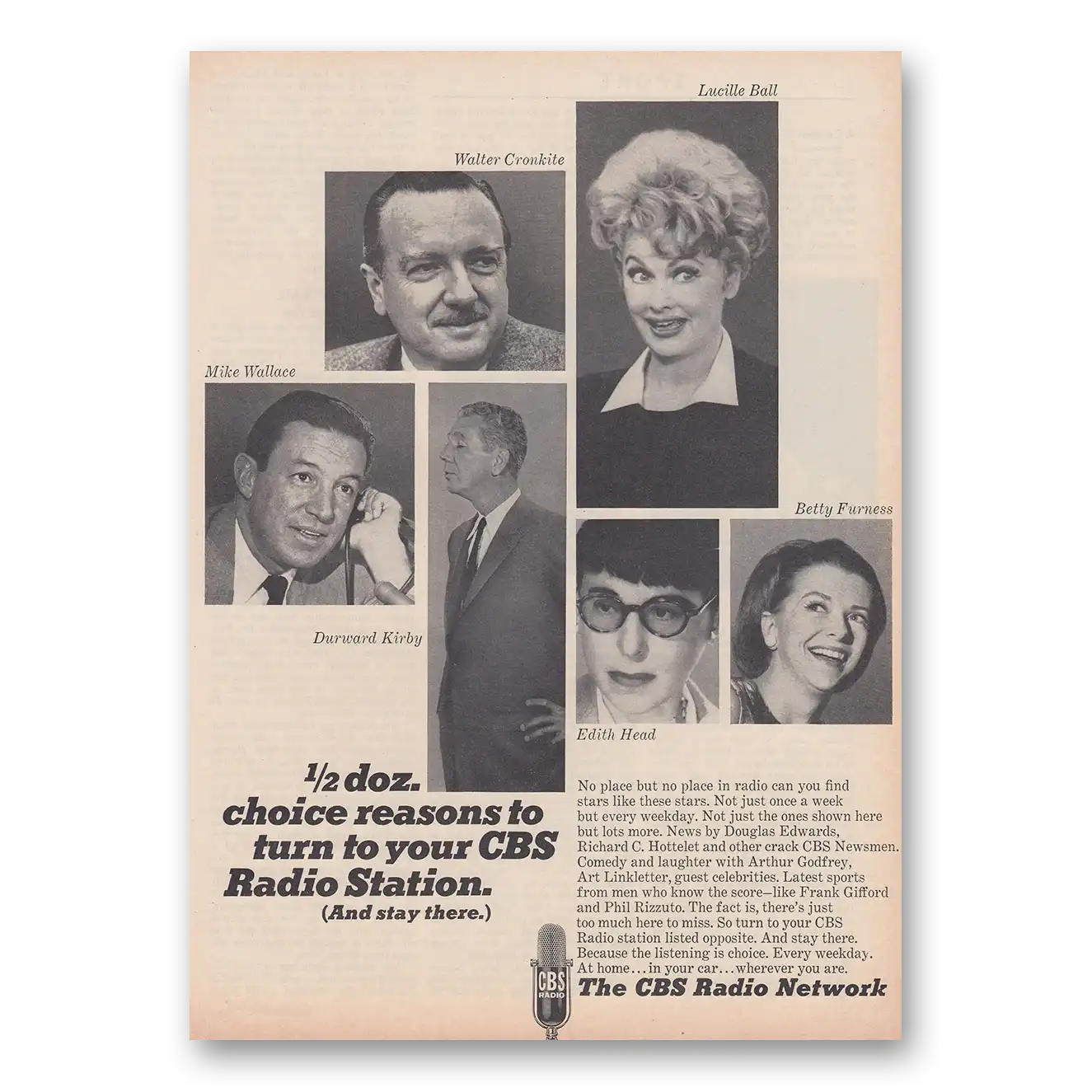 1965 CBS Radio Lucille Ball Edith Head Choice Reasons Vintage Magazine Print Ad