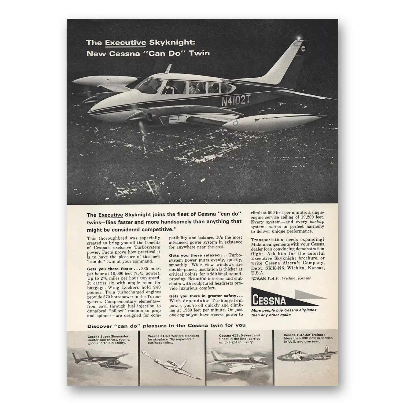 1965 Cessna Can Do Twin Vintage Magazine Print Ad