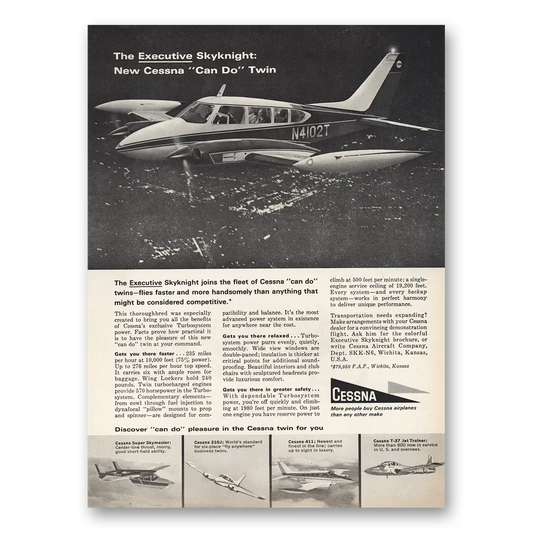 1965 Cessna Can Do Twin Vintage Magazine Print Ad