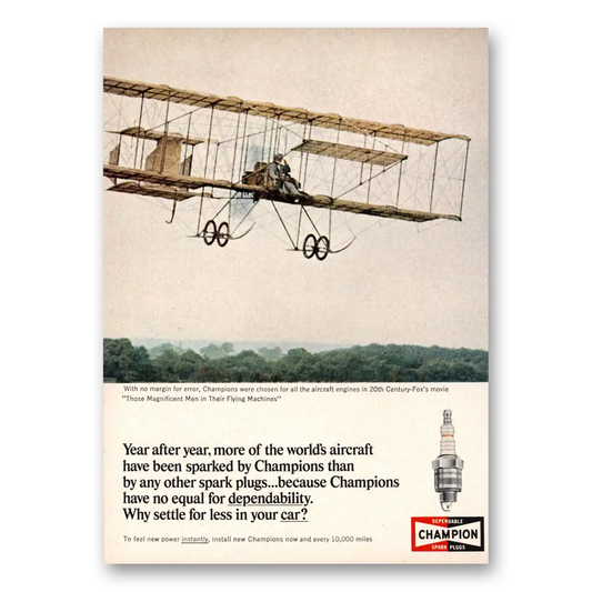 1965 Champion Spark Plugs Magnificent Men Flying Machine Vintage Magazine Print Ad