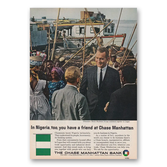 1965 Chase Manhattan Bank Nigeria Too You Have a Friend Vintage Magazine Print Ad