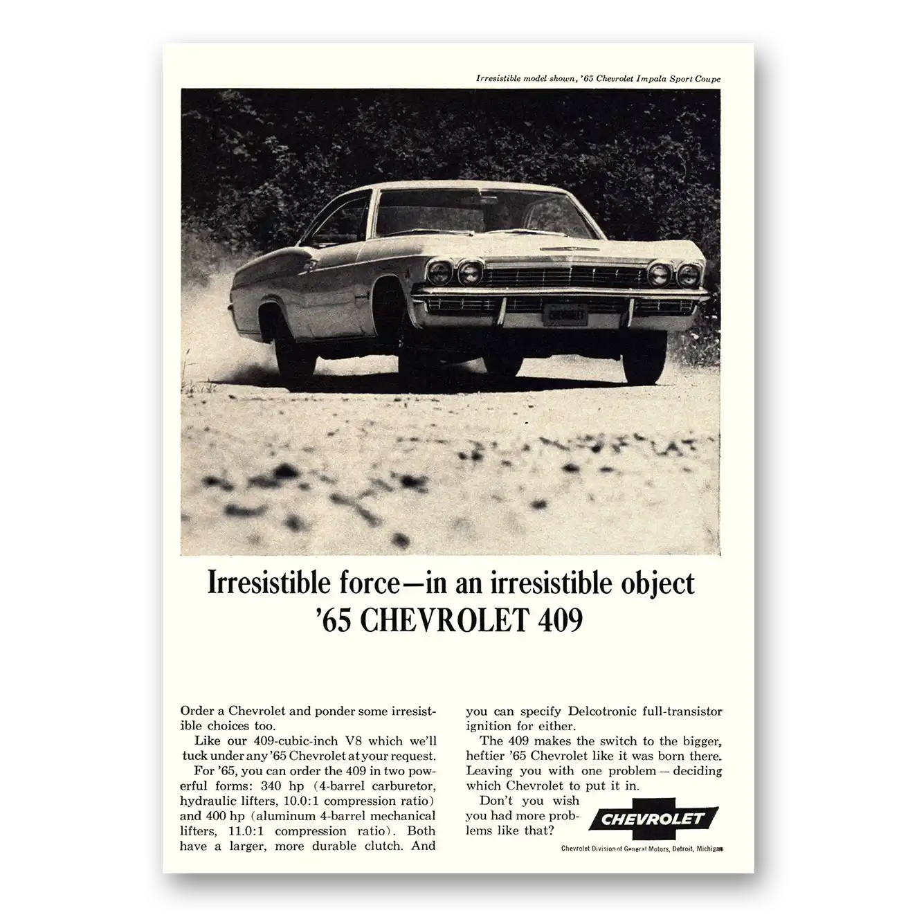 1965 Chevrolet Impala Irresistible Force Vintage Magazine Print Ad