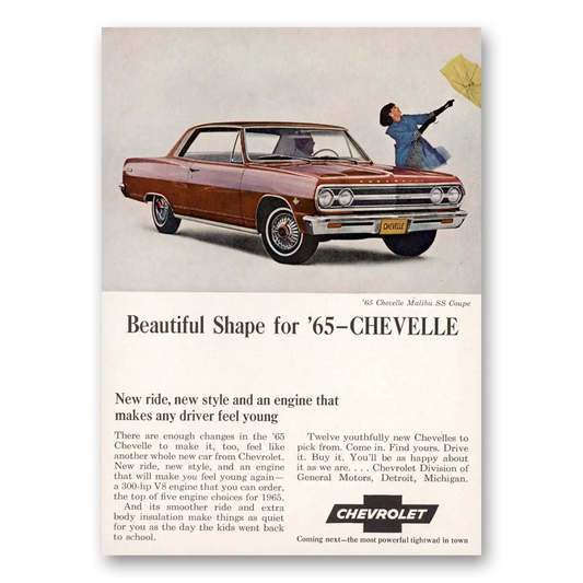 1965 Chevrolet Chevelle Beautiful Shape Vintage Magazine Print Ad