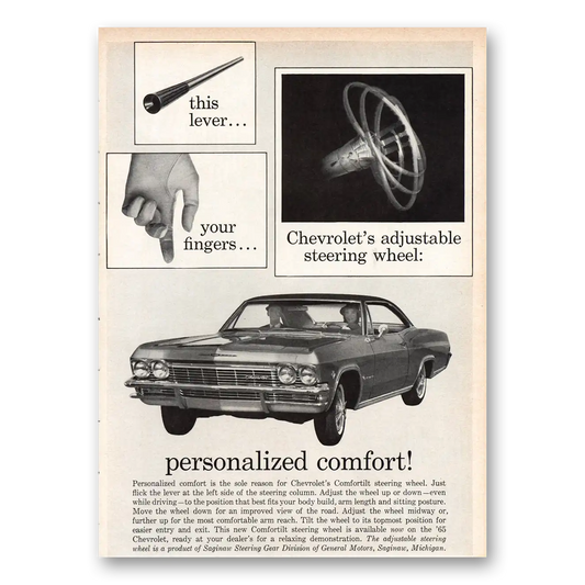 1964 Chevrolet Adjustable Steering Wheel Vintage Magazine Print Ad