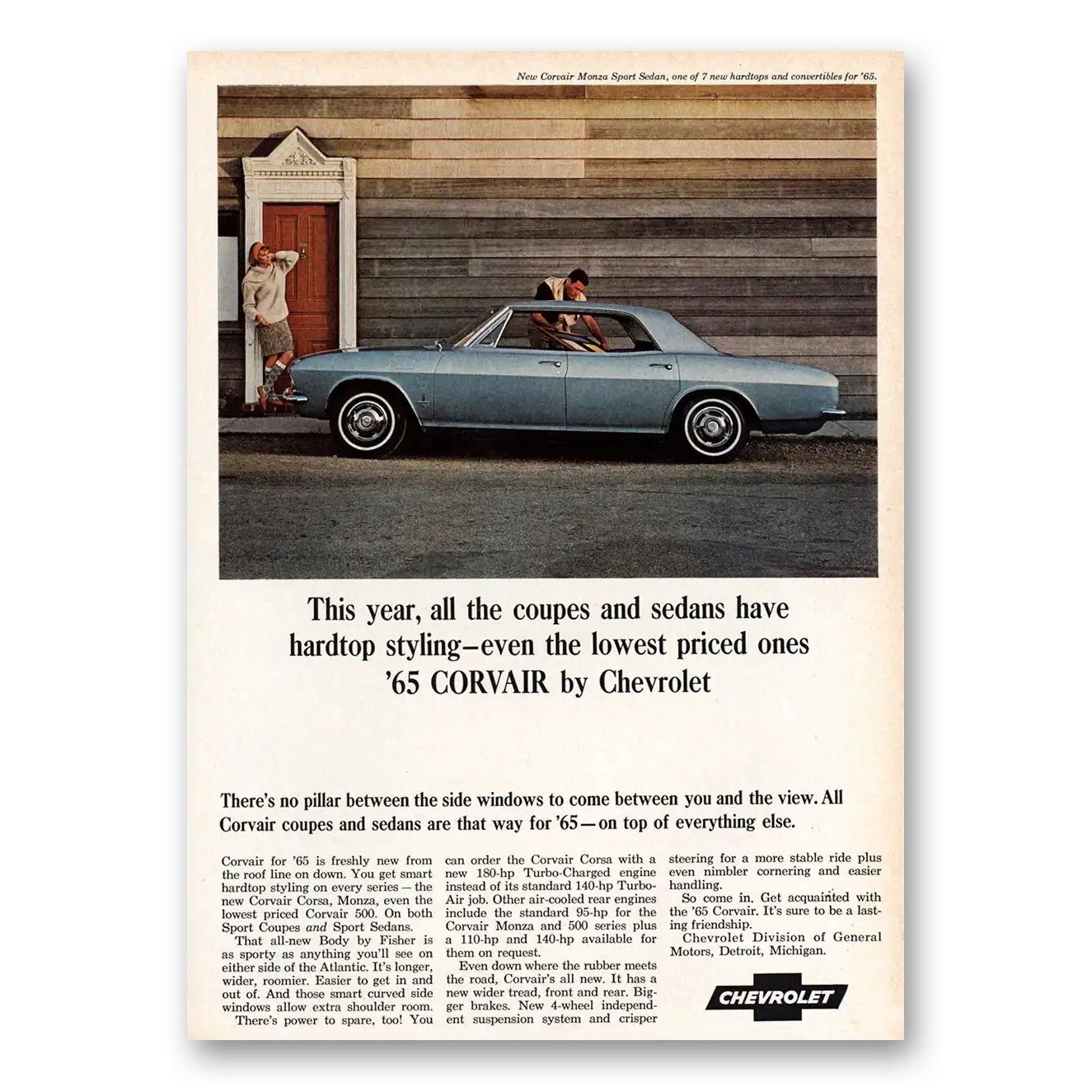 1964 Chevrolet Corvair All the Coupes and Sedans Hardtop Styling Vintage Magazine Print Ad