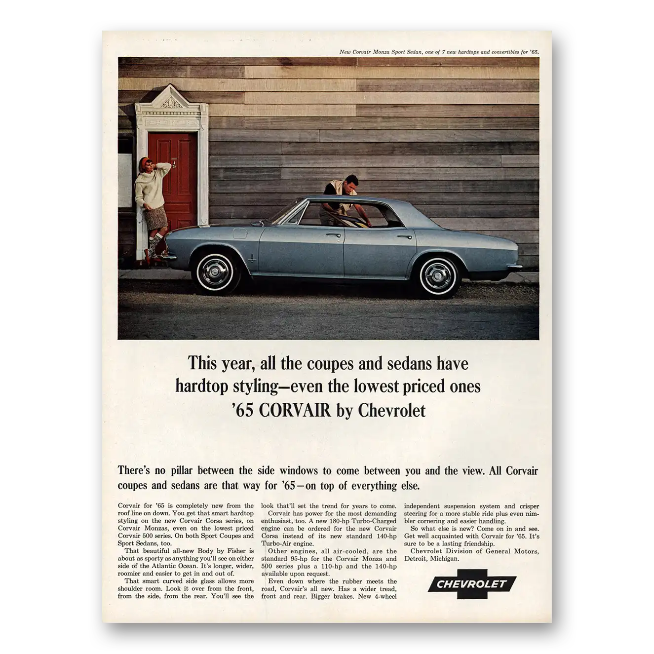 1964 Chevrolet Corvair All the Coupes and Sedans Hardtop Styling Vintage Magazine Print Ad