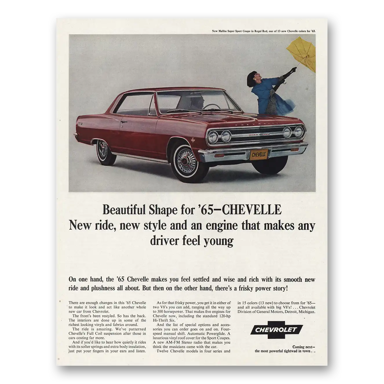 1964 Chevrolet Chevelle Engine Makes Any Driver Feel Young Vintage Magazine Print Ad