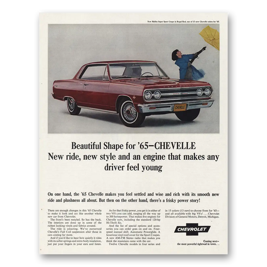 1964 Chevrolet Chevelle Engine Makes Any Driver Feel Young Vintage Magazine Print Ad