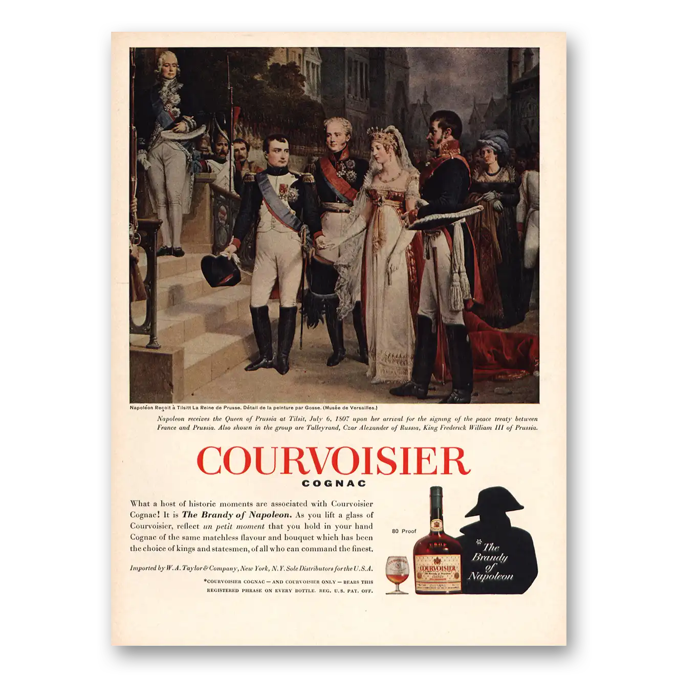 1965 Courvoisier Napoleon Receives Queen of Prussia Vintage Magazine Print Ad