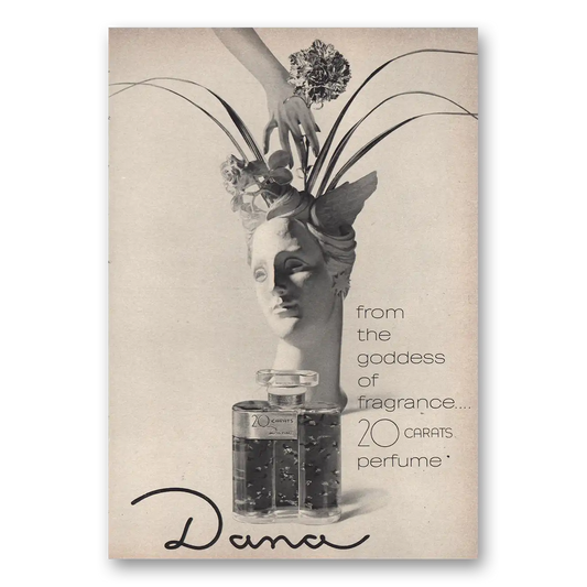 1965 Dana Perfumes Goddess of Fragrance Vintage Magazine Print Ad