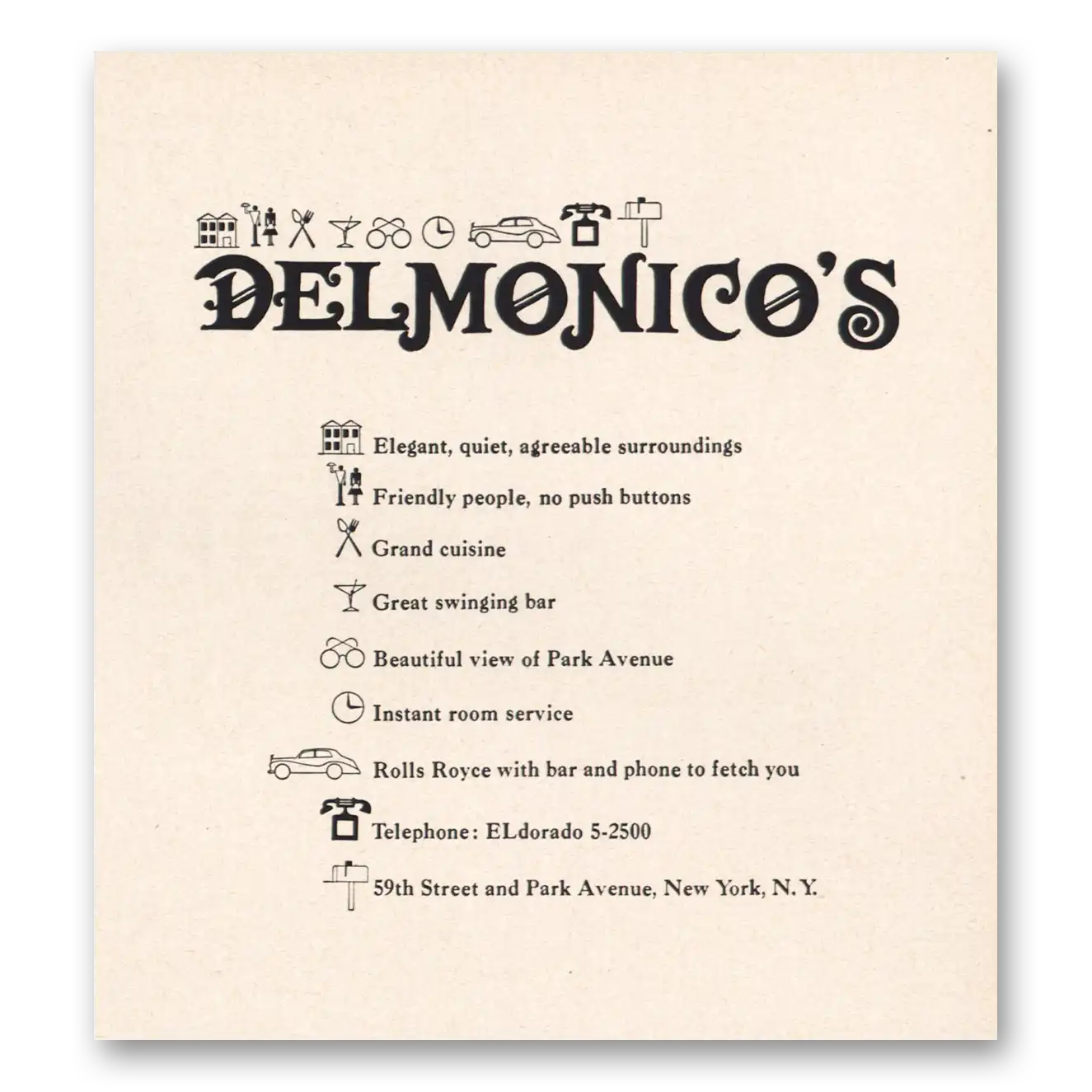 1965 Delmonicos Hotel New York Rolls Royce With Bar To Fetch You Vintage Magazine Print Ad