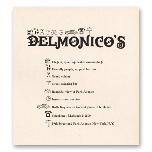 1965 Delmonicos Hotel New York Rolls Royce With Bar To Fetch You Vintage Magazine Print Ad