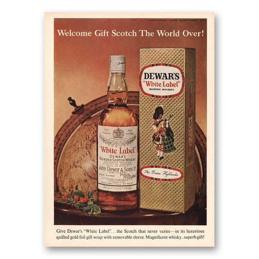 1965 Dewars White Label Welcome Gift Scotch Vintage Magazine Print Ad