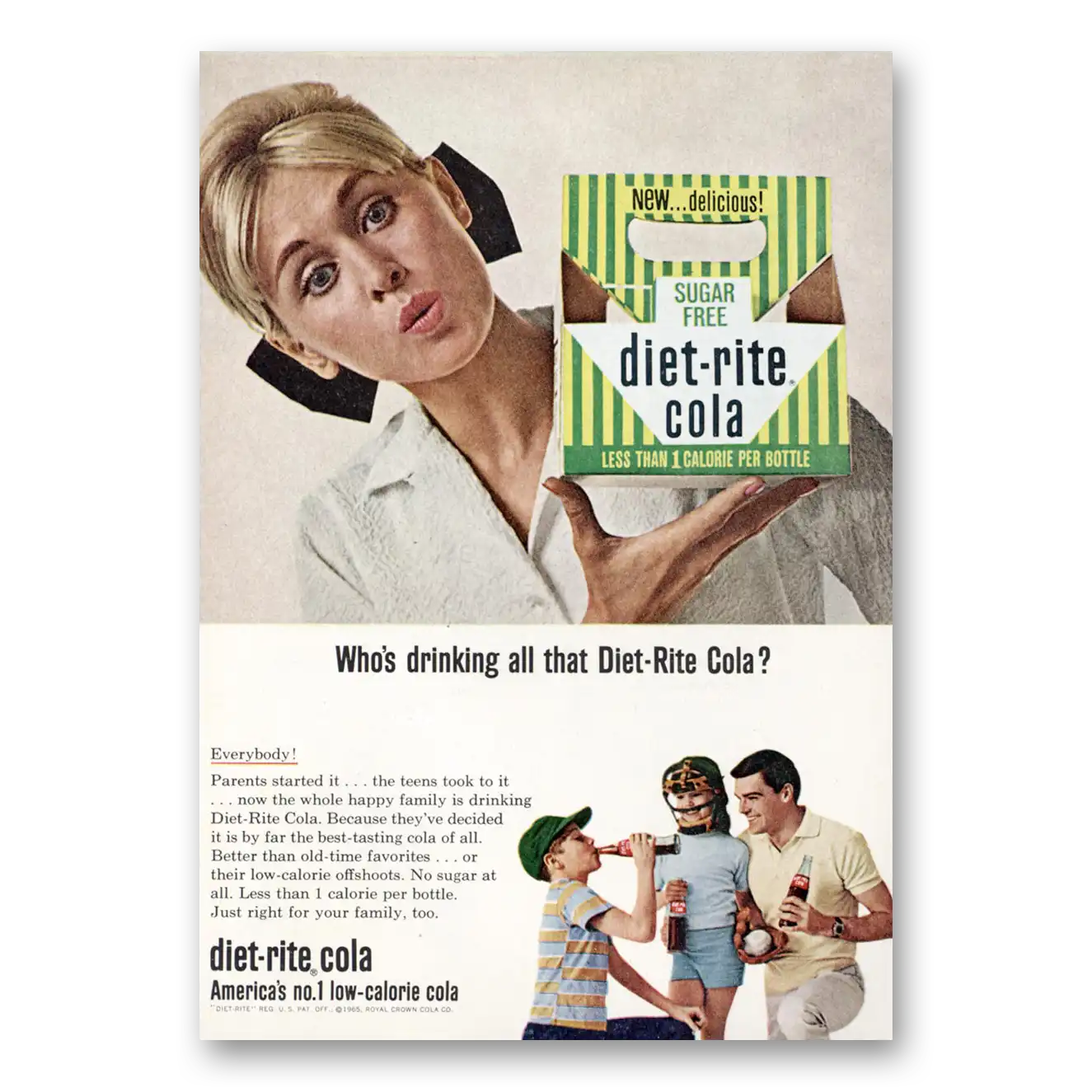 1965 Diet Rite Cola Who's Drinking All That Vintage Magazine Print Ad