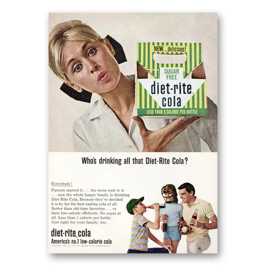 1965 Diet Rite Cola Who's Drinking All That Vintage Magazine Print Ad