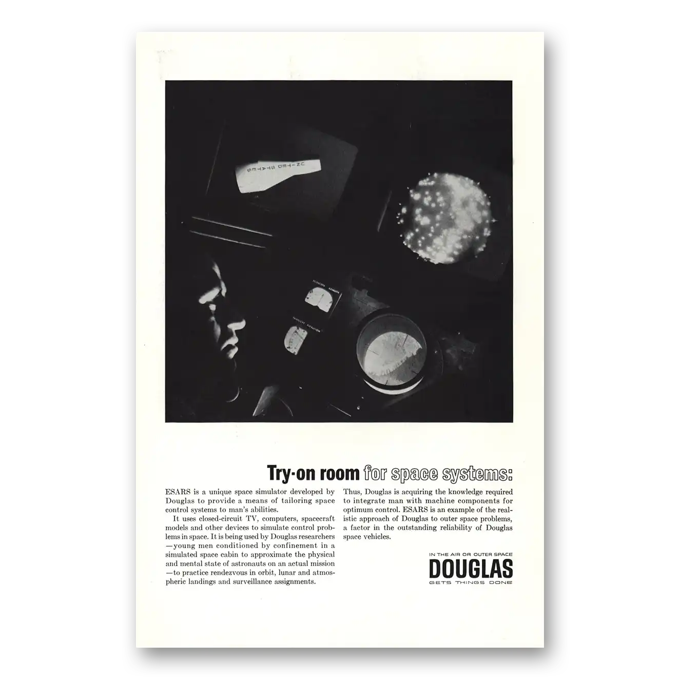 1965 Douglas Try On Room For Space Systems Vintage Magazine Print Ad