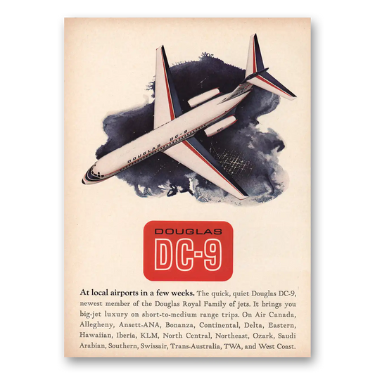 1965 Douglas DC9 At Local Airports In a Few Weeks Vintage Magazine Print Ad