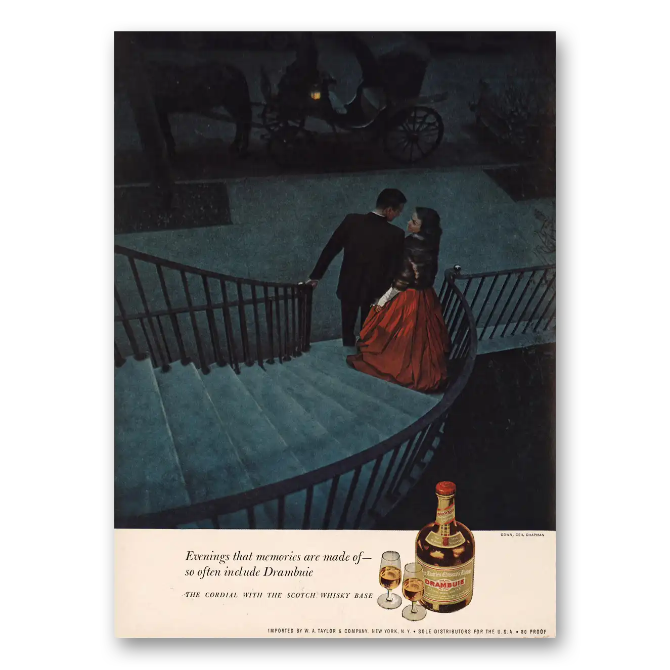 1965 Drambuie Evenings That Memories Are Made of Staircase Vintage Magazine Print Ad