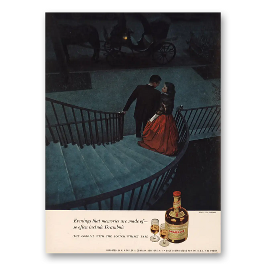 1965 Drambuie Evenings That Memories Are Made of Staircase Vintage Magazine Print Ad