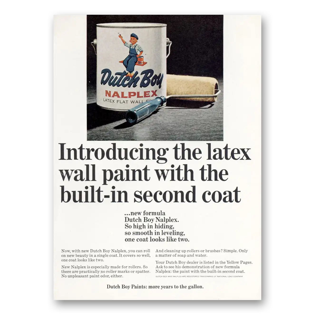 1965 Dutch Boy Paint Latex Wall Paint Built In Second Coat Vintage Magazine Print Ad