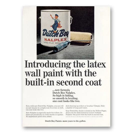 1965 Dutch Boy Paint Latex Wall Paint Built In Second Coat Vintage Magazine Print Ad