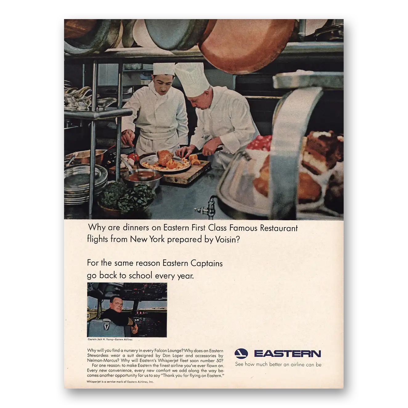 1965 Eastern Airlines First Class Famous Restaurant Flights Voisin Vintage Magazine Print Ad