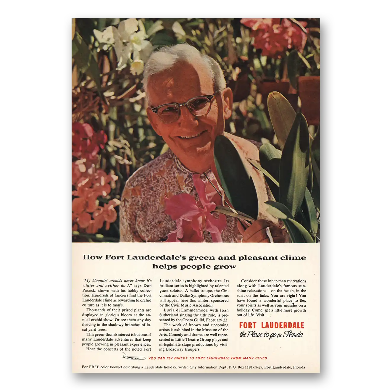 1965 Fort Lauderdale Florida Green Pleasant Clime Helps People Grow Vintage Magazine Print Ad