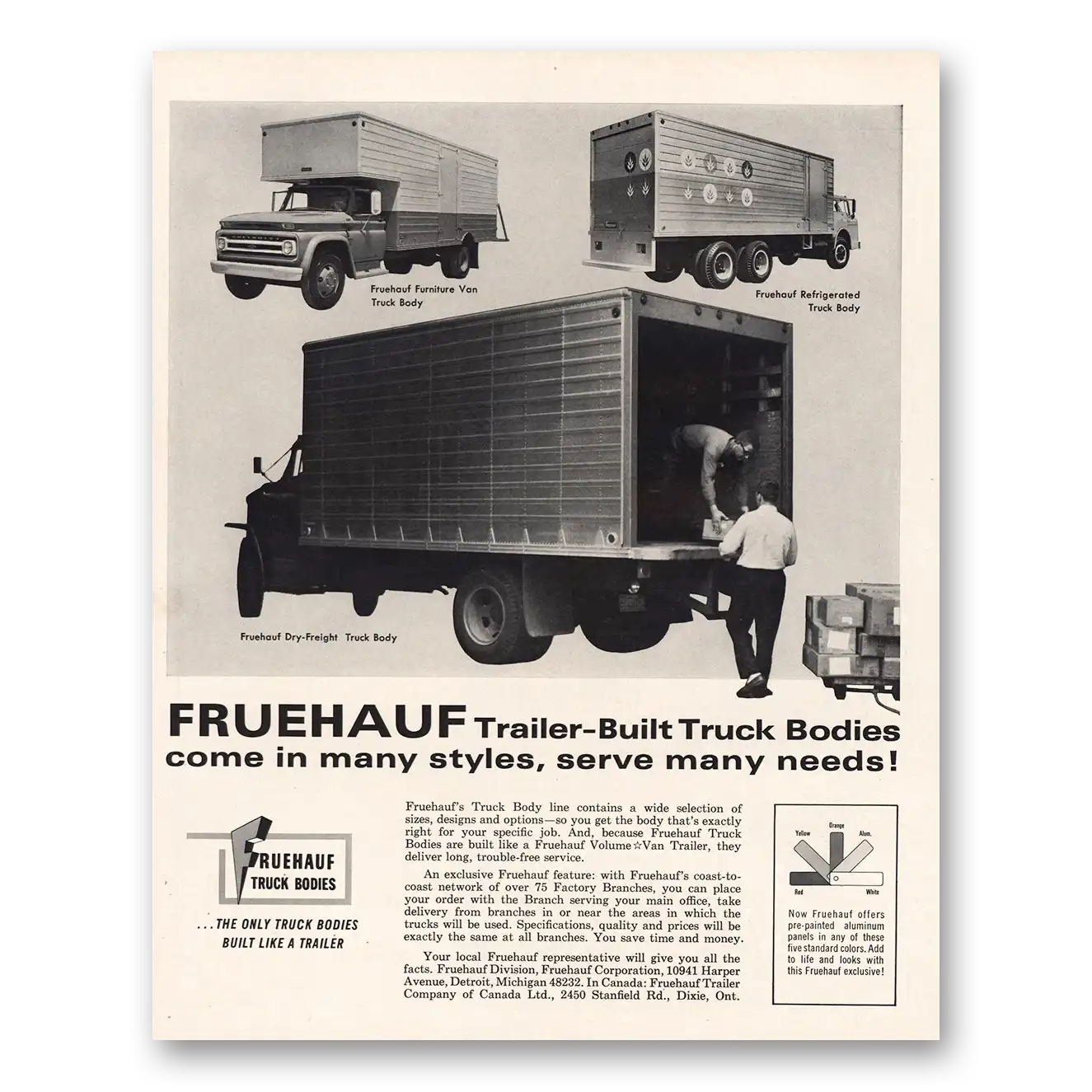 1965 Fruehauf Trailer Come In Many Styles Vintage Magazine Print Ad