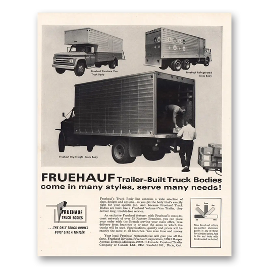 1965 Fruehauf Trailer Come In Many Styles Vintage Magazine Print Ad