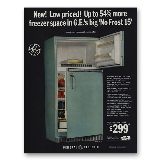 1965 General Electric Refrigerator Big No Frost 15 Vintage Magazine Print Ad