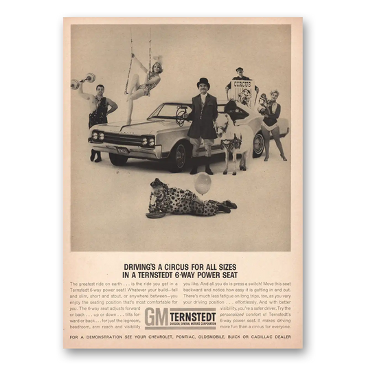 1965 GM Ternstedt Power Seat Drivings a Circus Vintage Magazine Print Ad