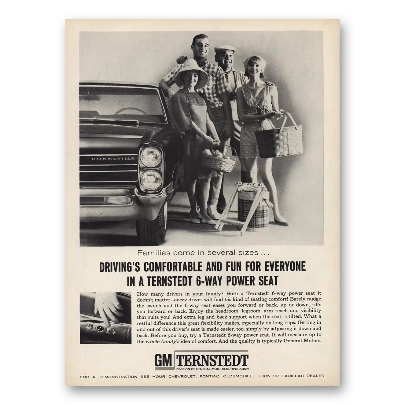 1965 GM Ternstedt Power Seat Vintage Magazine Print Ad