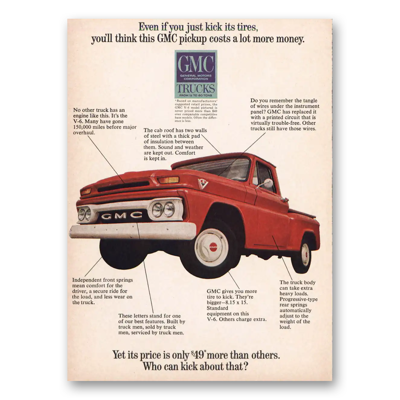 1965 GMC Trucks Just Kick Its Tires Vintage Magazine Print Ad