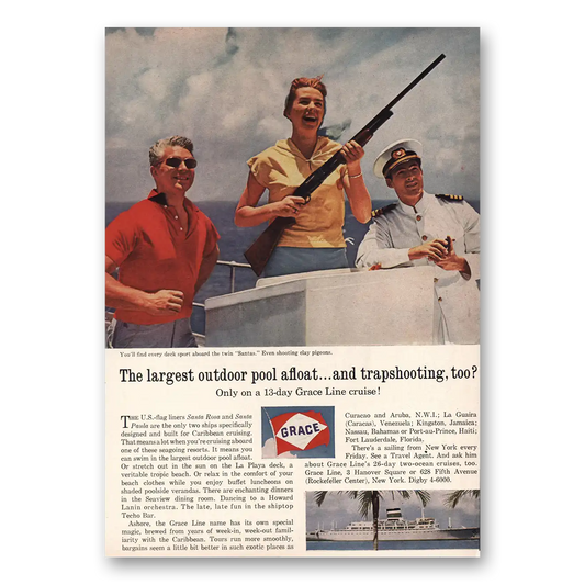 1965 Grace Line Largest Outdoor Pool Afloat Vintage Magazine Print Ad