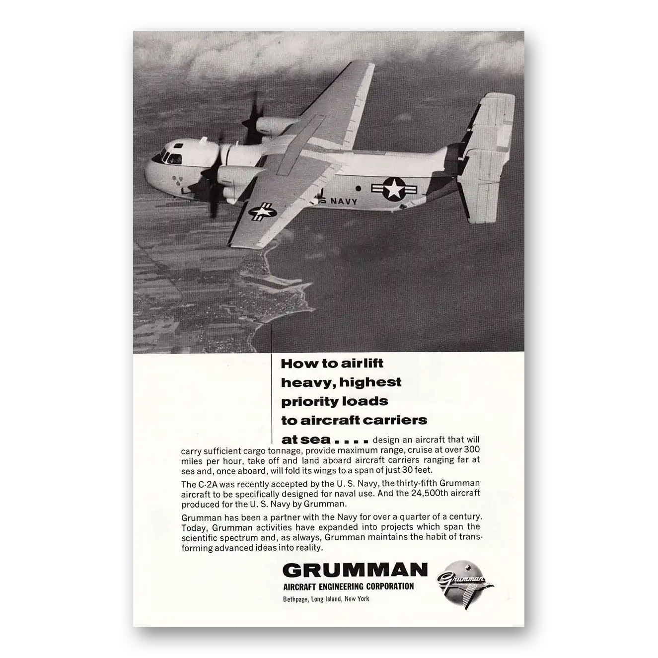 1965 Grumman How to Airlift Heavy Highest Priority Vintage Magazine Print Ad