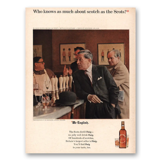 1965 Haig & Haig Who Knows As Much About Scotch Vintage Magazine Print Ad