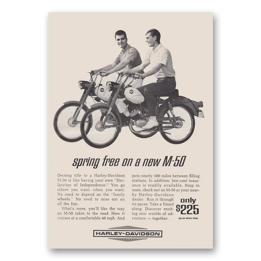 1965 Harley Davidson M50 Spring Free on a New M50 Vintage Magazine Print Ad