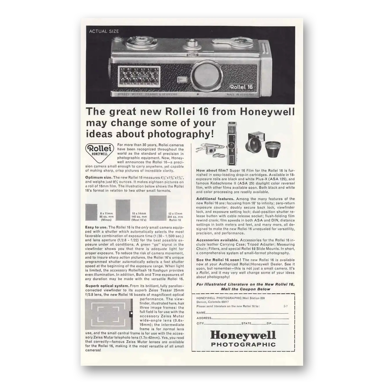 1965 Rollei Camera May Change Some Vintage Magazine Print Ad