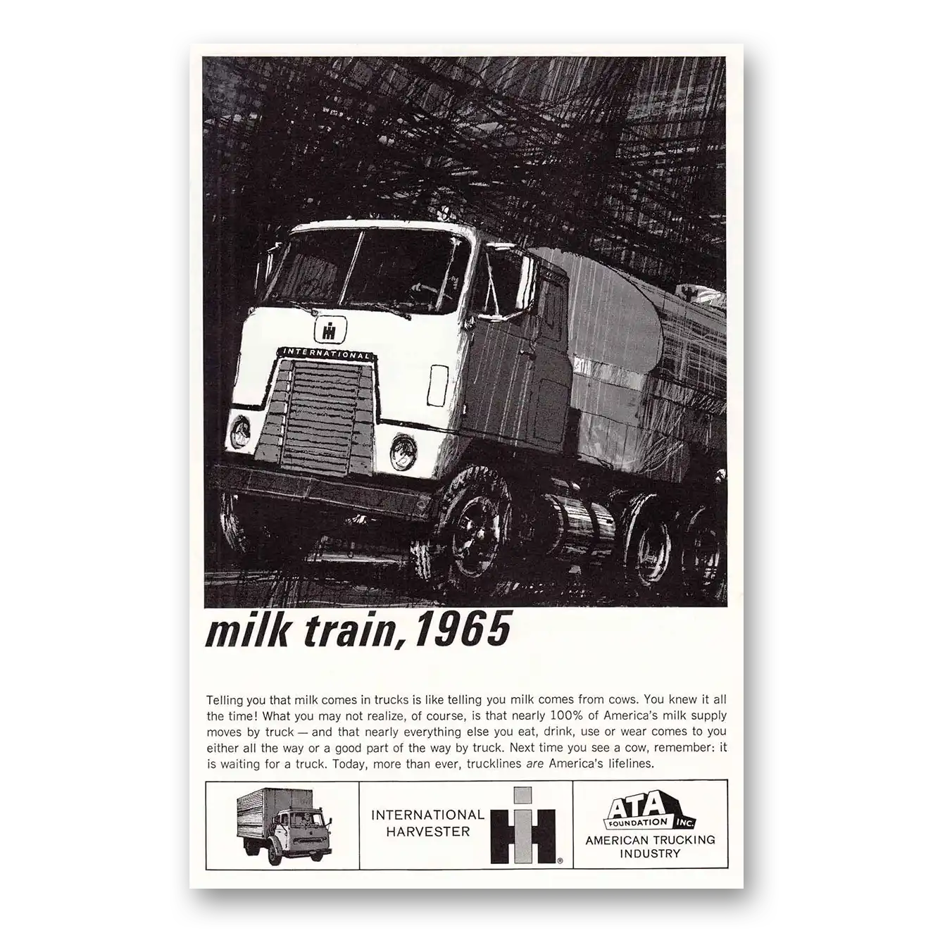 1965 International Trucks Milk Train Vintage Magazine Print Ad